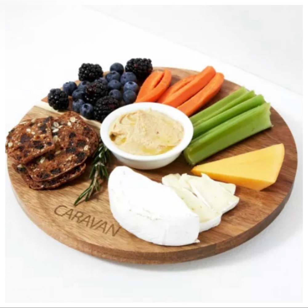 Caravan Round Wooden Lazy Susan charcuterie Acacia Board 10.8” NIB!